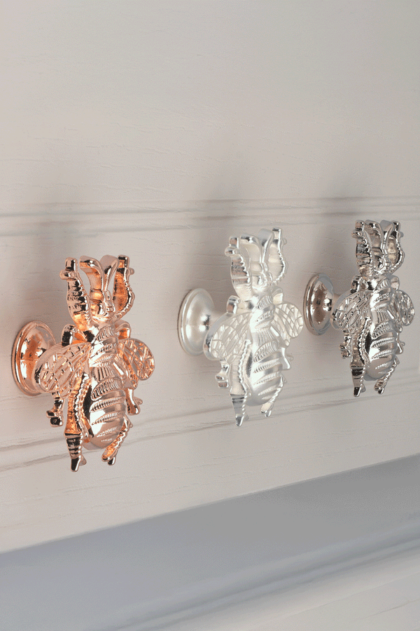 G Decor Rose Gold Queen Bee Handle And Silver Honeybee Knob Rose Gold