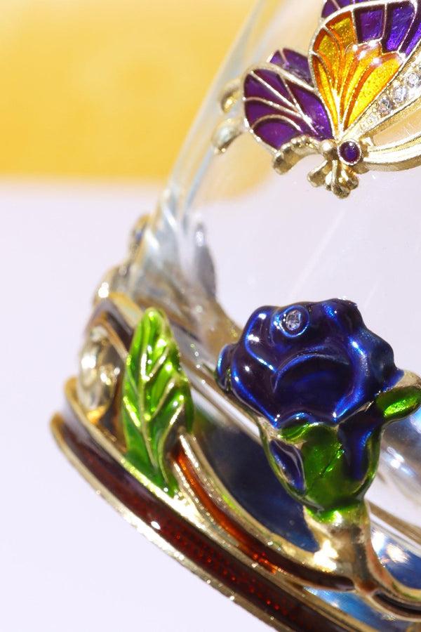 G Decor Royal Blue Handcrafted Rose Gift Set Glass Mug With Spoon & Coaster In Elegant Gift Box Blue