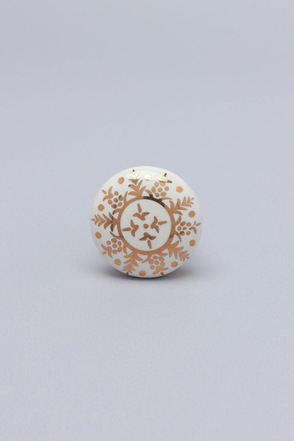 G Decor Royal Gold Family Ceramic Knob Luxury Door Cupboard & Drawer Handle Multiple Flowers