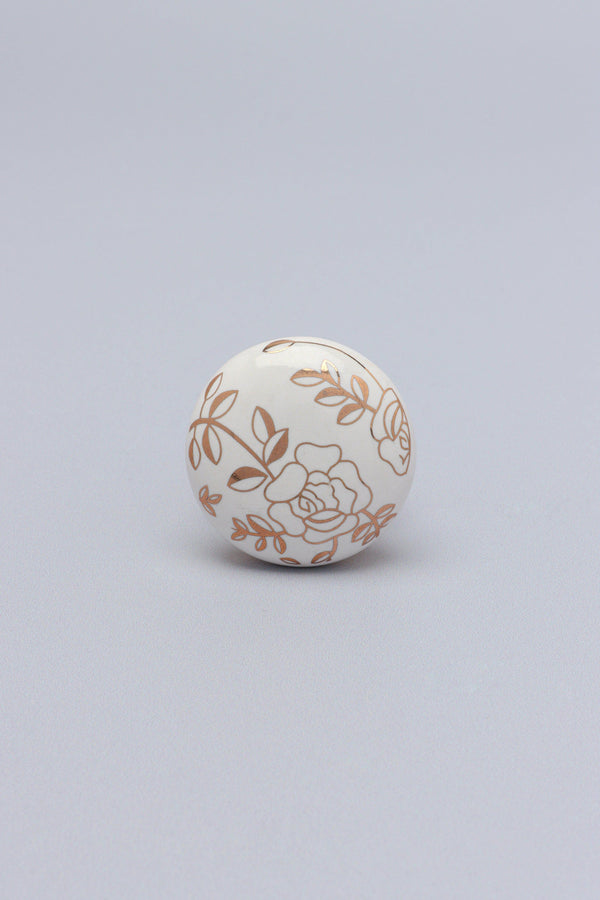 G Decor Royal Gold Family Ceramic Knob Luxury Door Cupboard & Drawer Handle Multiple Flowers