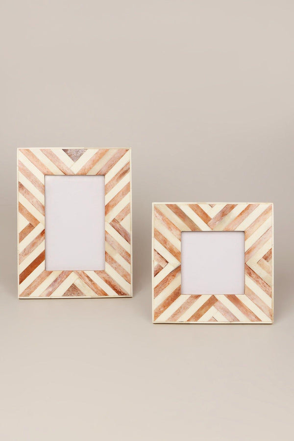 G Decor Santa Fe Handmade Horn Bone & Wood Chevron Photo Frame Southwest Picture Display Small