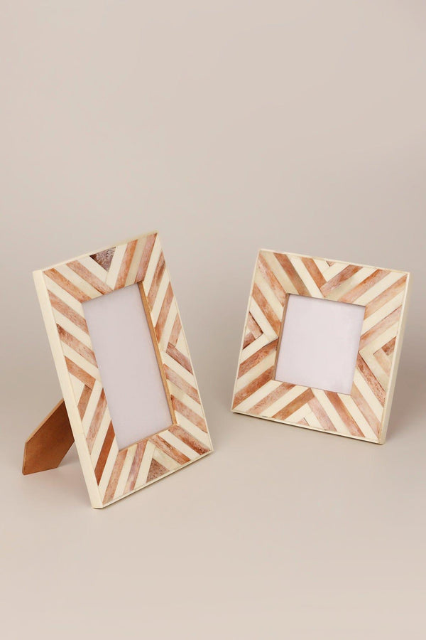 G Decor Santa Fe Handmade Horn Bone & Wood Chevron Photo Frame Southwest Picture Display Small