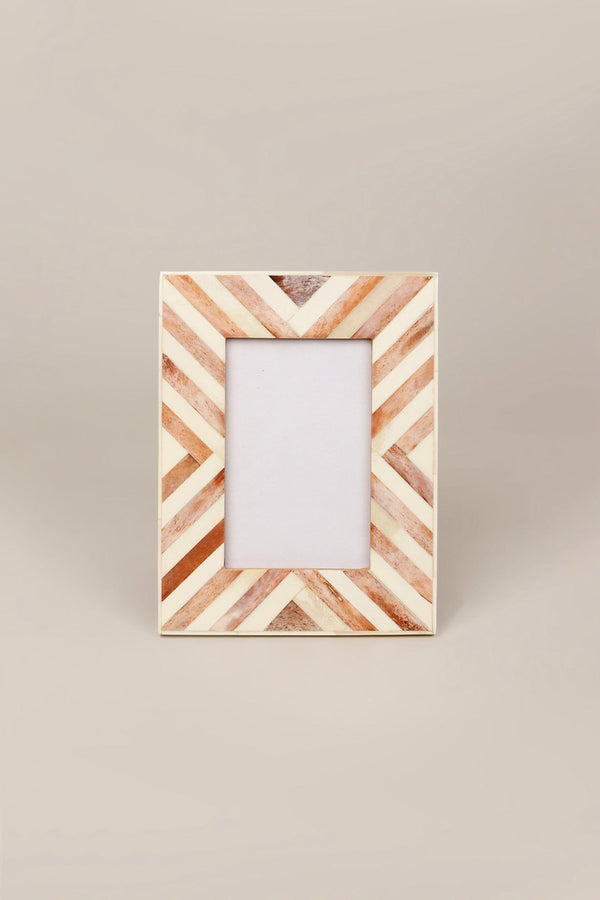 G Decor Santa Fe Handmade Horn Bone & Wood Chevron Photo Frame Southwest Picture Display Small