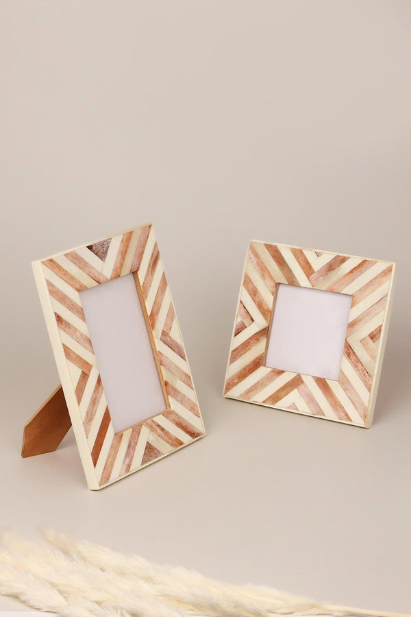 g decor Santa Fe Handmade Horn Bone & Wood Chevron Photo Frame Southwest Picture Display Small