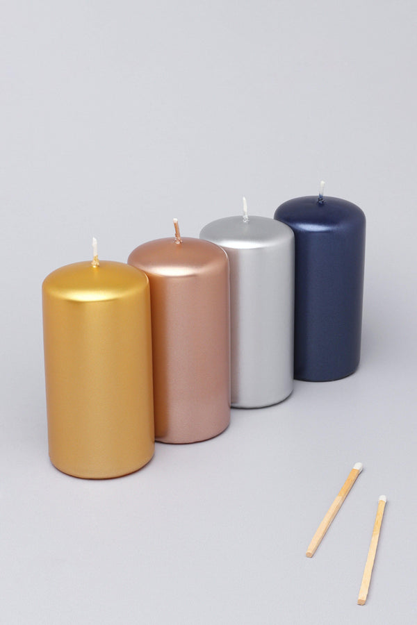 g decor Satinea Varnished Shimmer Pillar Candle Elegant Home Glow With A Satin Finish Gold