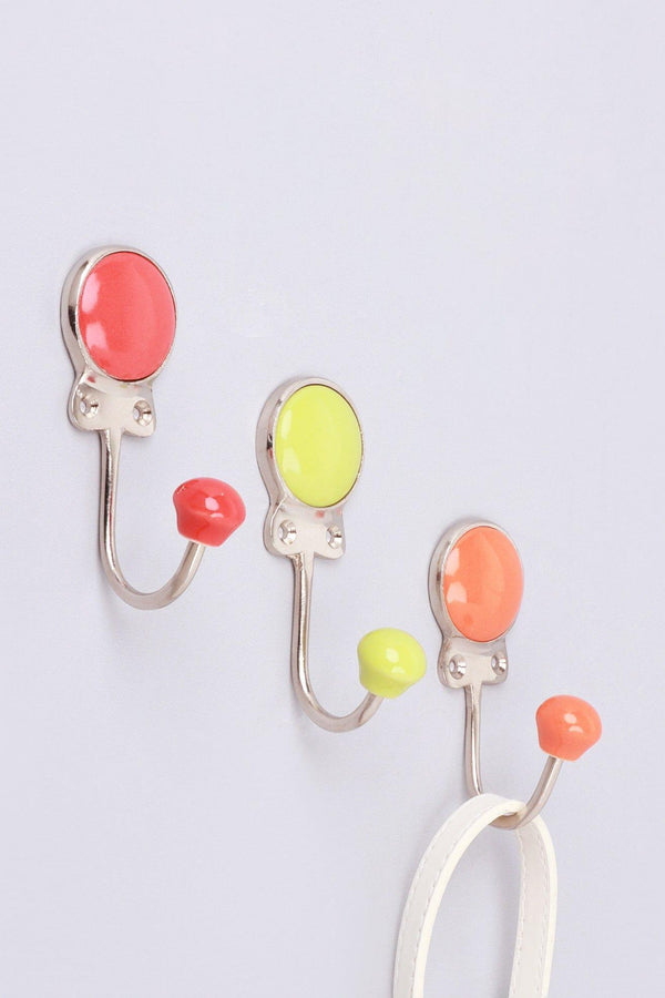 g decor Savoy Handcrafted Ceramic Wall Hook Citrus Tones Coat Hanger With Chrome Detail Red