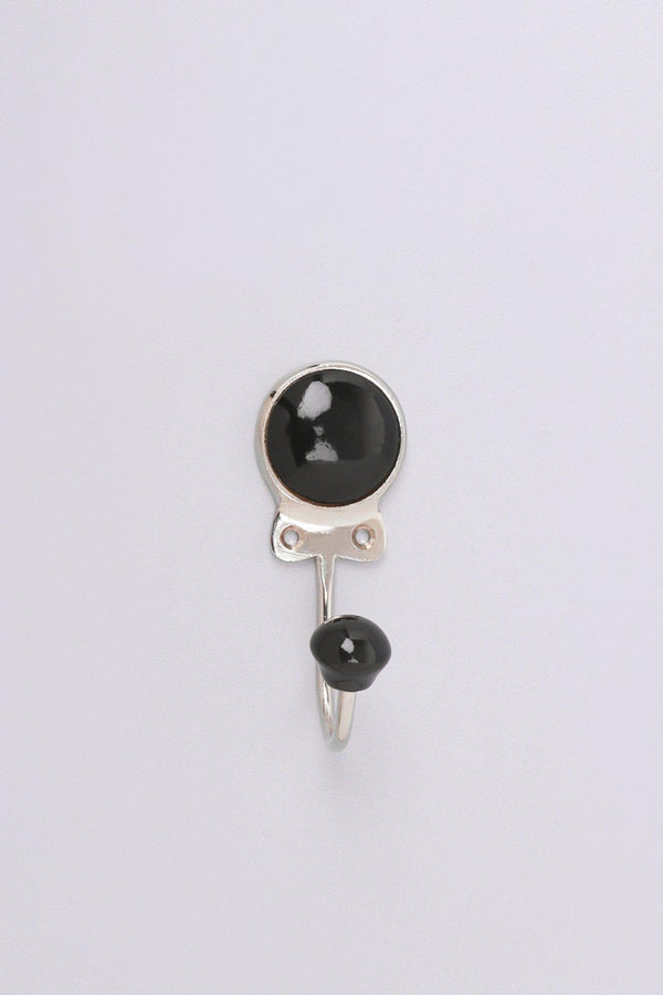 G Decor Savoy Handcrafted Ceramic Wall Hook Inkwell Tones Coat Hanger With Chrome Detail Blue