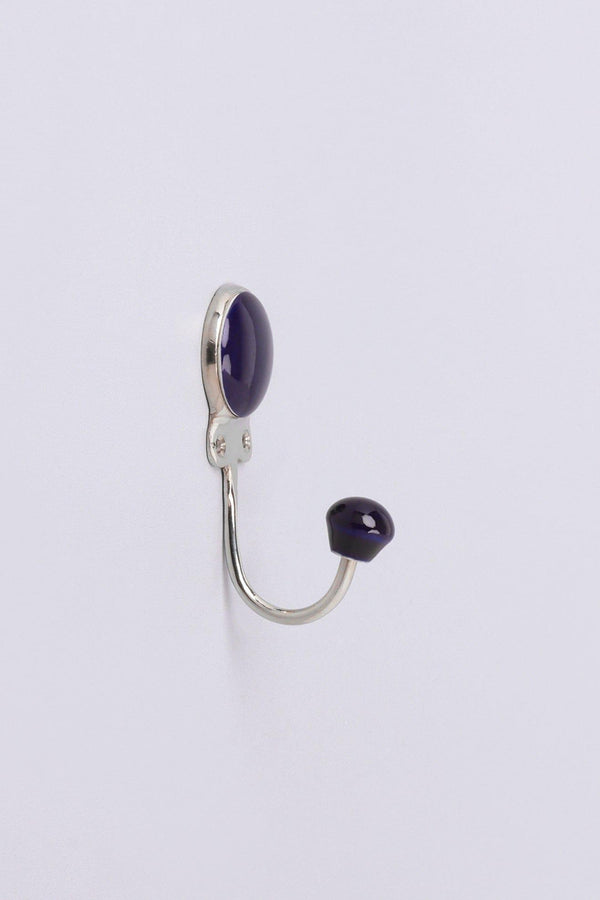 G Decor Savoy Handcrafted Ceramic Wall Hook Inkwell Tones Coat Hanger With Chrome Detail Blue