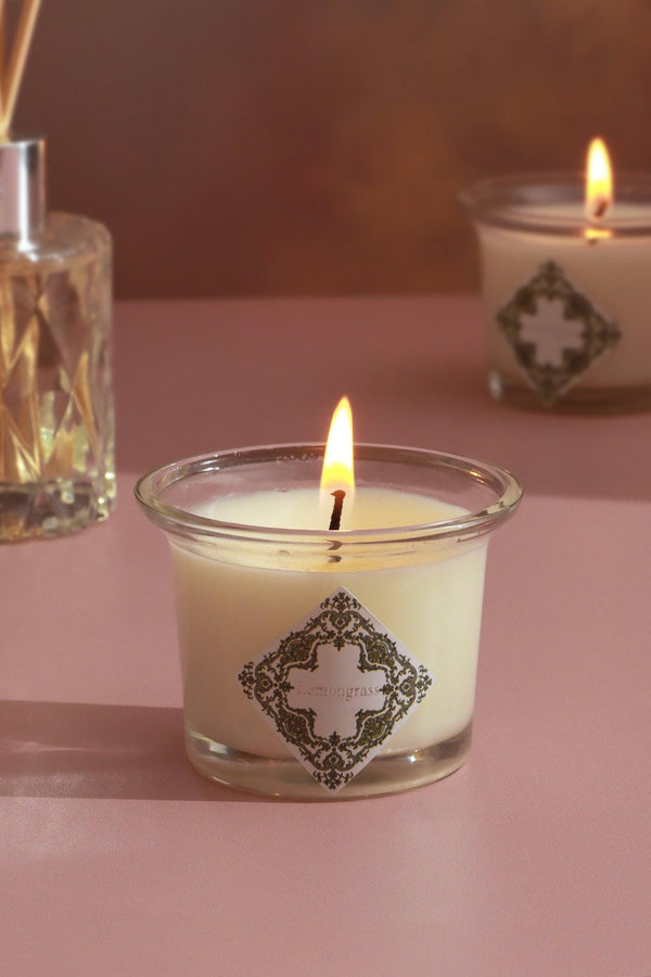 G Decor Scented Botanique Lemongrass Hand-Poured Soy Wax Gift Set Candles & Reed Diffuser In Glass Jars White