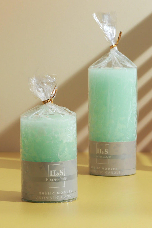 G Decor Scented Breeze Collection Green Marbled Pillar Candle With Garden Retreat Scent