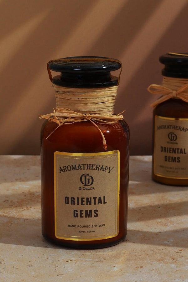 G Decor Scented Hand-pounded Soy Wax Oriental Gems Elixir Jar Candle Musky Woody Amber Apothecary Jar Small