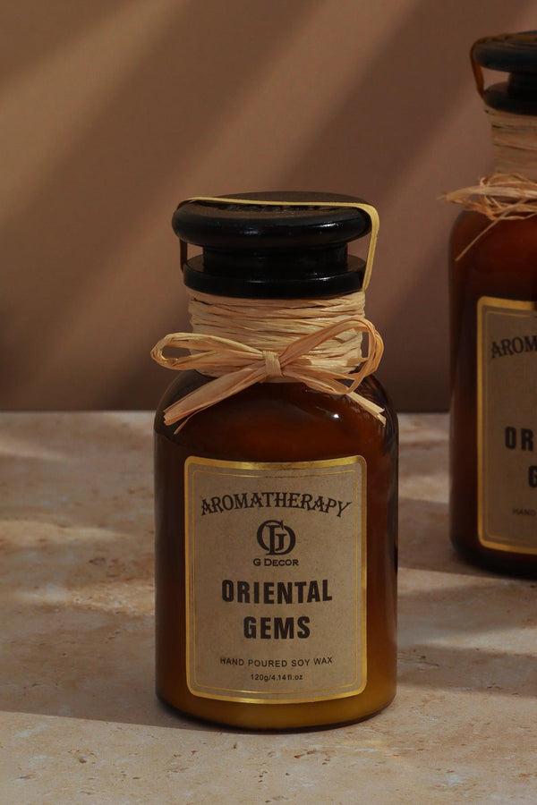 G Decor Scented Hand-pounded Soy Wax Oriental Gems Elixir Jar Candle Musky Woody Amber Apothecary Jar Small