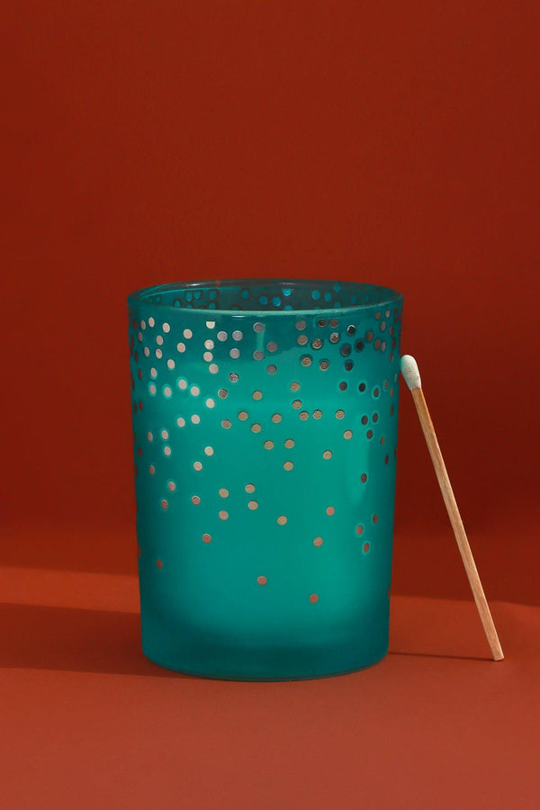 G Decor Scented Zesty Tropical Pineapple Blue Polka Dot Glass Large Jar