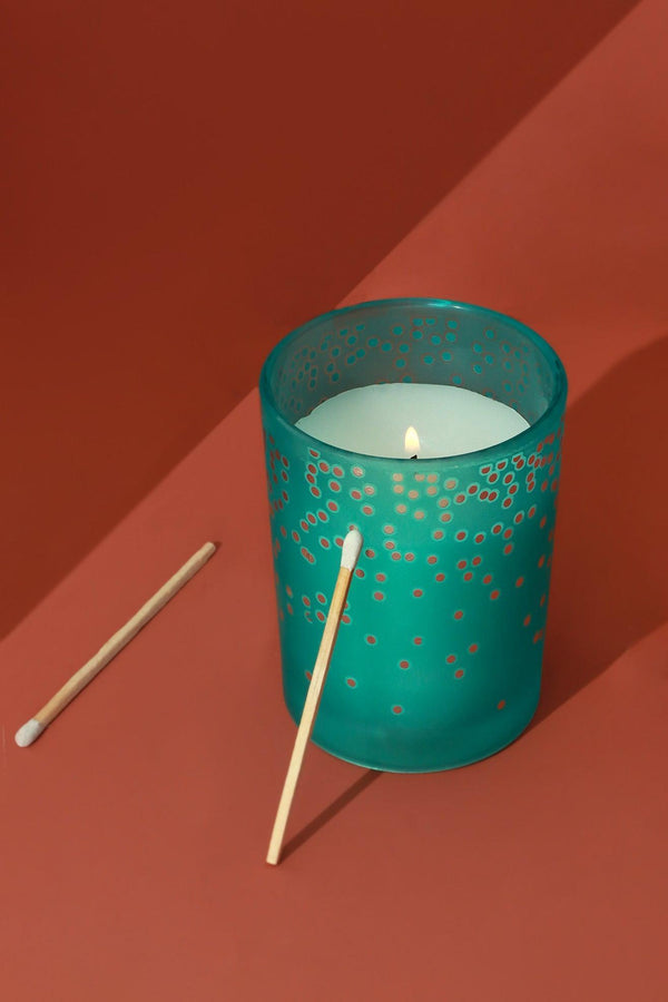 G Decor Scented Zesty Tropical Pineapple Blue Polka Dot Glass Large Jar