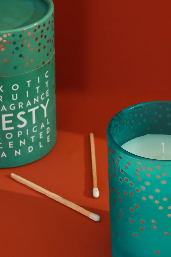 G Decor Scented Zesty Tropical Pineapple Blue Polka Dot Glass Large Jar