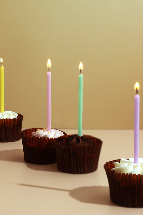 G Decor Set Of 12 Pastel Skinny Candles For Cake Decoration