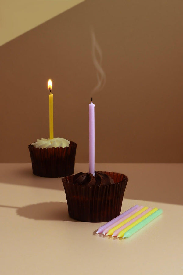 g decor Set of 12 Pastel Skinny Candles for Cake Decoration