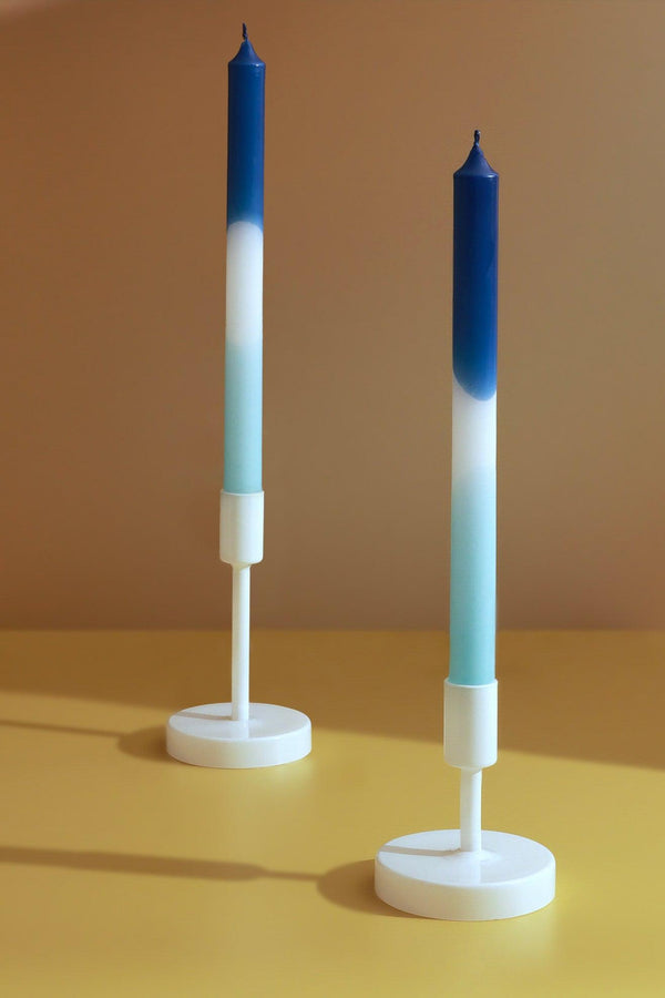 g decor Set of 2 Blue/White/Turquoise Dinner Candles