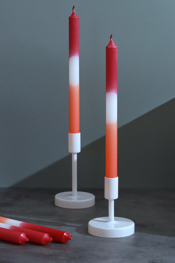 g decor Set of 2 Crimson/White/Orange Dinner Candles