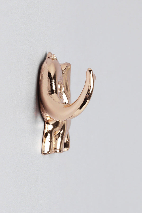 G Decor Set Of 2 Elephant Gold Wall Hooks Sculpted Animal Design For Coats Towels & Accessories Gold