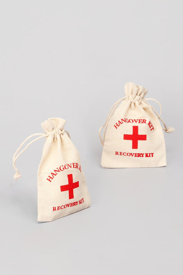 G Decor Set Of 2 Hessian Bags Hangover Recovery Kit