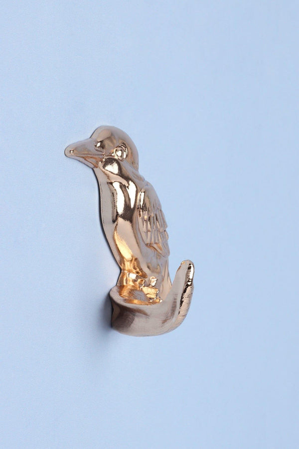 G Decor Set Of 2 Kingfisher Gold Wall Hooks Sculpted Bird Coat & Towel Holders Gold