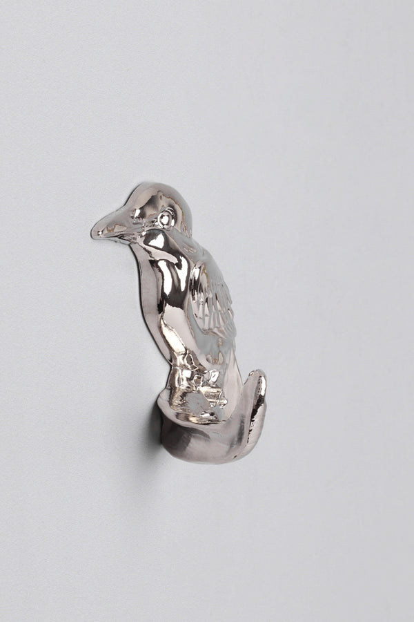 G Decor Set Of 2 Kingfisher Silver Wall Hooks Sculpted Bird Design For Coats Towels & Accessories Silver