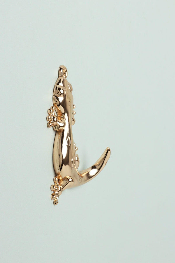 G Decor Set Of 2 Lizard Gold Wall Hooks Sculpted Animal Design For Coats Towels & Accessories Gold