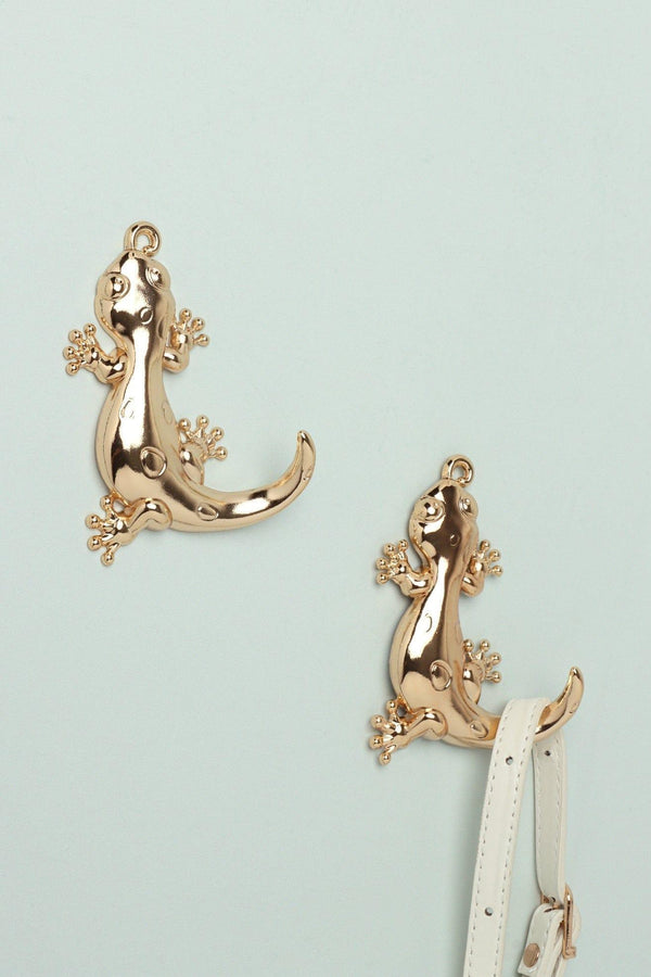 g decor Set of 2 Lizard Gold Wall Hooks Sculpted Animal Design for Coats Towels & Accessories Gold