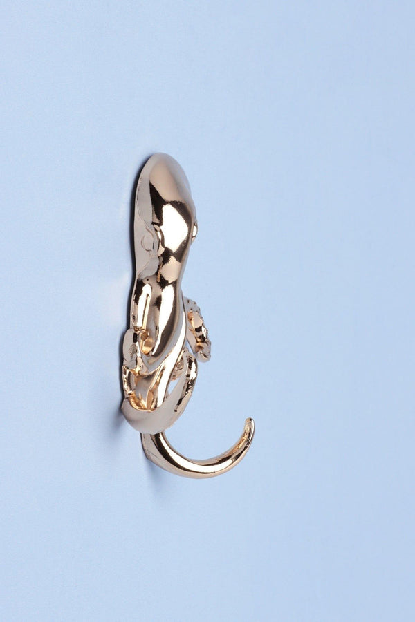 G Decor Set Of 2 Octopus Gold Wall Hooks Sculpted Sea Life Design For Coats Towels & Accessories