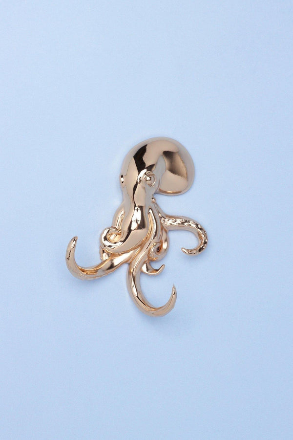 G Decor Set Of 2 Octopus Gold Wall Hooks Sculpted Sea Life Design For Coats Towels & Accessories