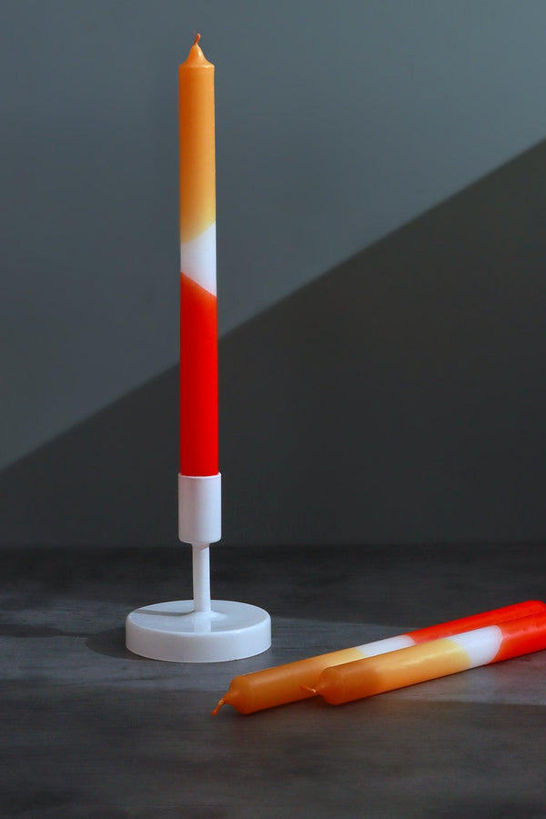 g decor Set of 2 Orange/White/Vermilion Dinner Candles