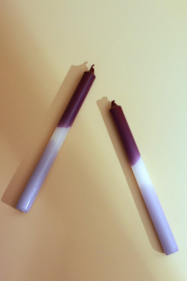 G Decor Set Of 2 Purple/White/Lavender Dinner Candles