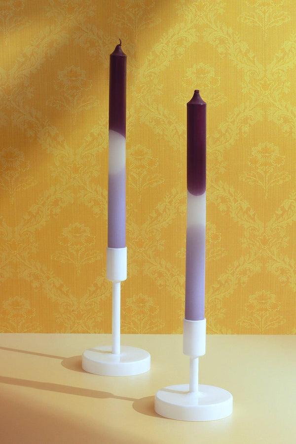 G Decor Set Of 2 Purple/White/Lavender Dinner Candles