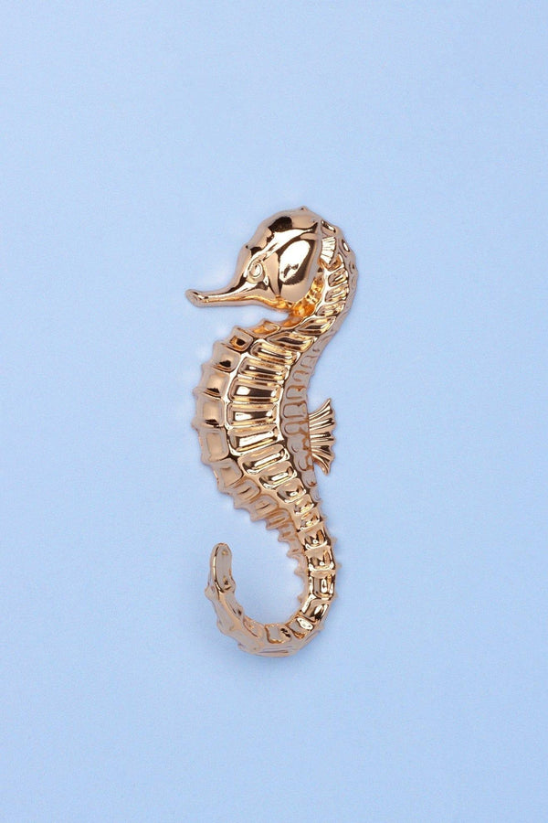 G Decor Set Of 2 Seahorse Gold Wall Hooks Sculpted Ocean Design For Coats Towels & Accessories Gold