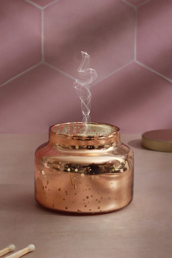 G Decor Set Of 3 Aurielle Jasmine Fragrance Hand-Poured Soy Wax Jar Candles With Lid Mercury Rose Gold Finish Rose Gold