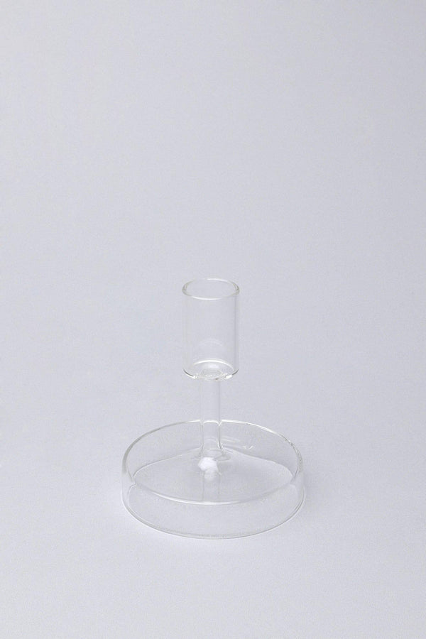 G Decor Set Of 3 Halo Handblown Glass Candle Holders Clear Glass Stands For Dinner & Taper Candles Clear