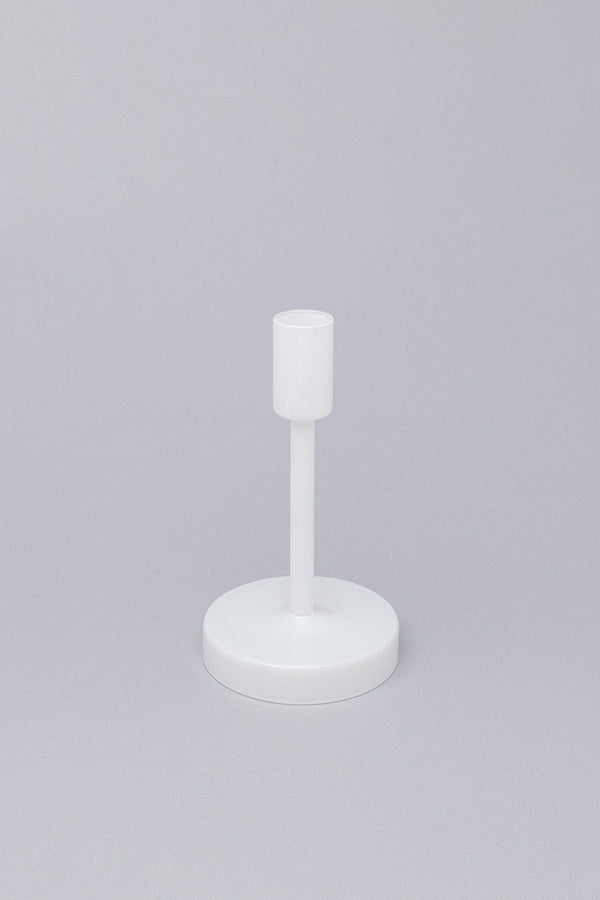 G Decor Set Of 3 Halo Handblown Glass Candle Holders White Glass Stands For Dinner & Taper Candles White