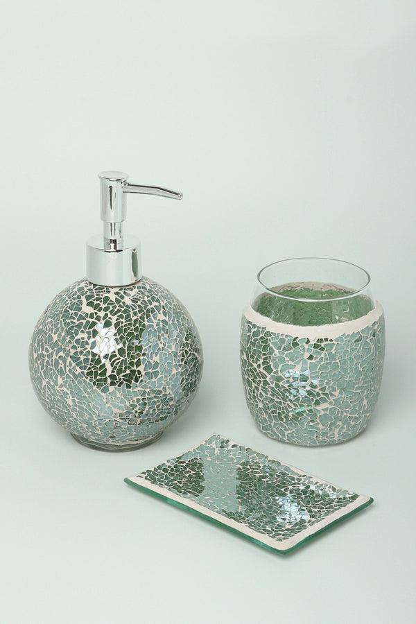 g decor Set Of 3 Pieces Corfu Mosaic Emerald Bathroom Set