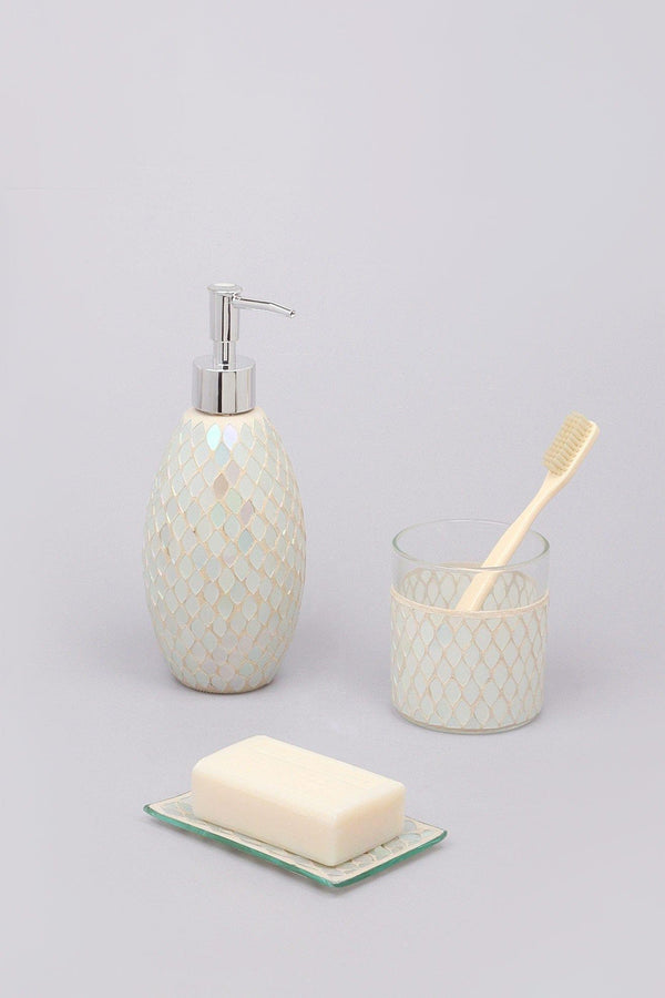 g decor Set of 3 Pieces Verona Glass Mosaic Mermaid Bathroom Set