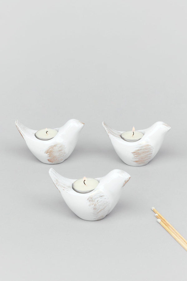 g decor Set of 3 Rustic Ceramic Pigeon Tealight Holders