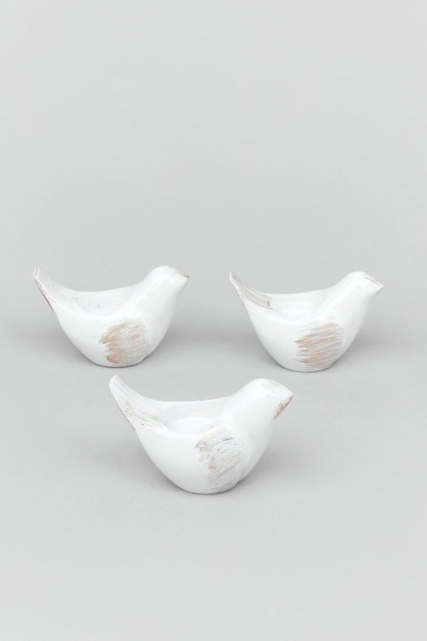 G Decor Set Of 3 Rustic Ceramic Pigeon Tealight Holders