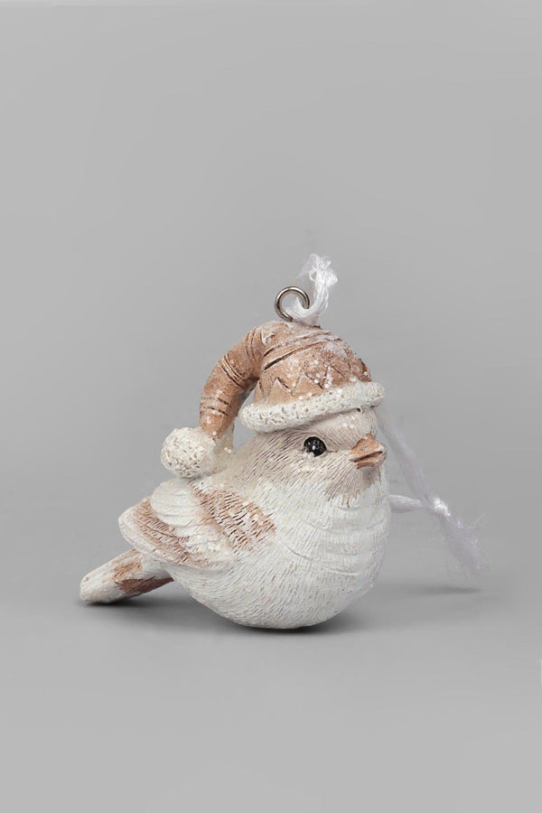 G Decor Set Of 3 Winter Feathered Trio Christmas Tree Decorations Birds With Cosy Hats & Earmuffs White