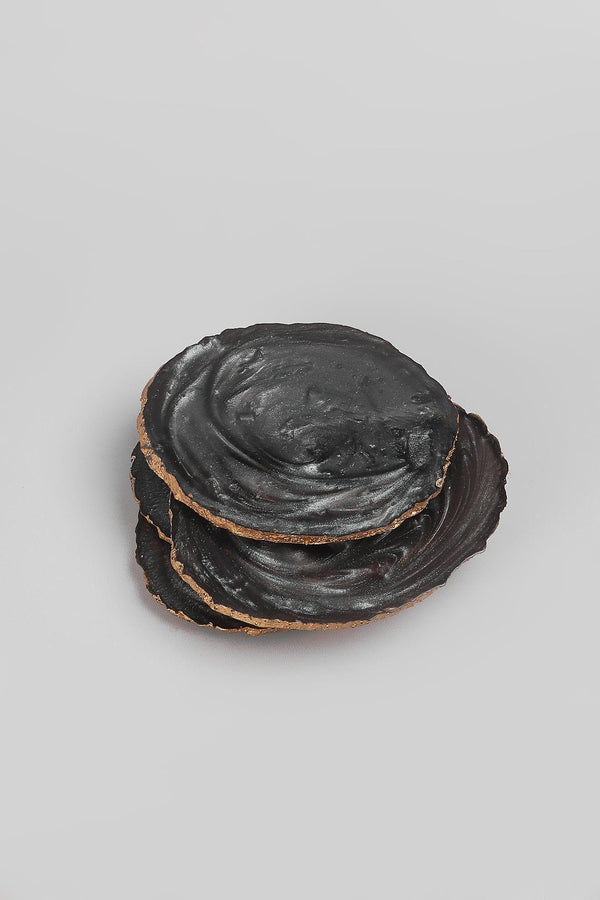 G Decor Set Of 4 Black Agate-Inspired Coasters Irregular Black & Gold Coasters With Holder Black