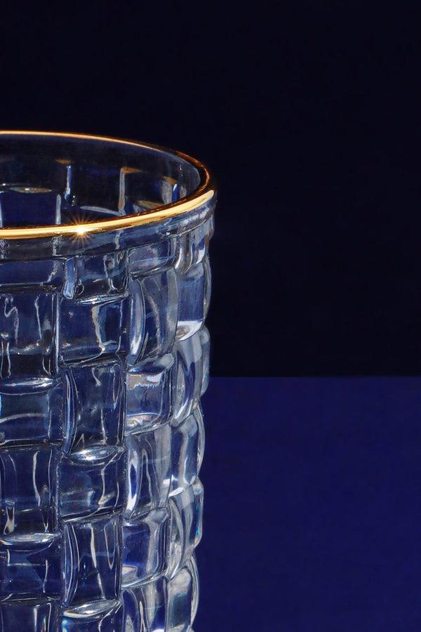 G Decor Set Of 4 Dante Vintage Textured Highball Glasses Elegant Drinkware With Gold Rim Set Of 4