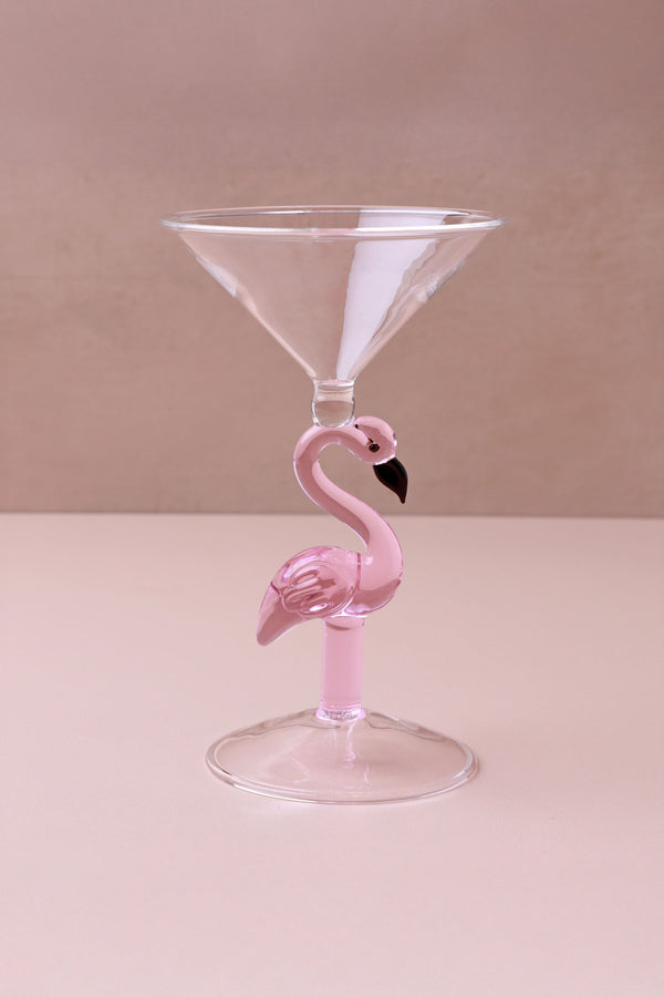 G Decor Set Of 4 Flamingo Stem Handmade Glassware Pink Flamingo Cocktail & Martini Sculpted Glasses Set Of 4