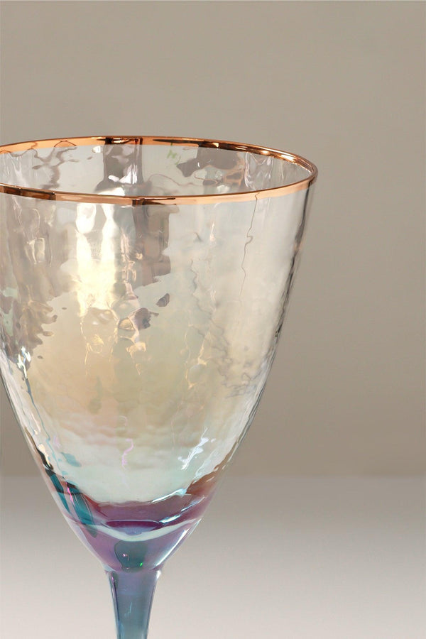 G Decor Set Of 4 Handmade Iridescent Grey Hammered Wine Glasses Set Of 4