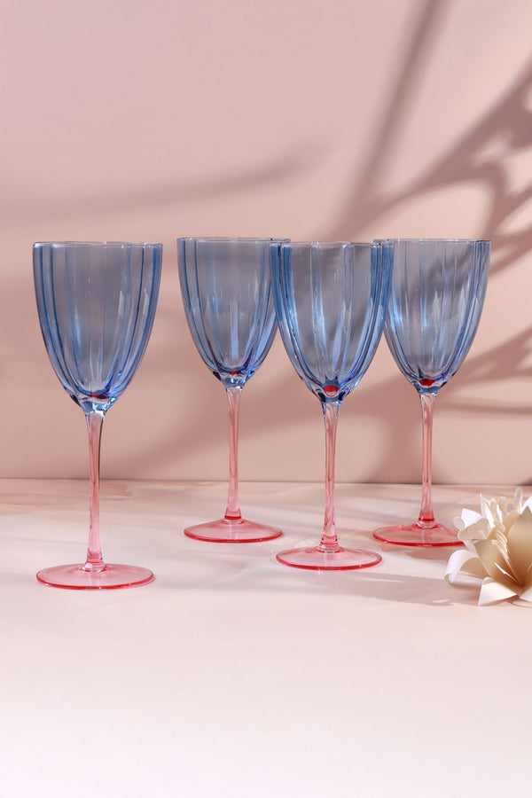 G Decor Set Of 4 Laurent Glassware Collection Elegant Wine Glasses With Tall Stems & Fluted Bowl Design Set Of 4