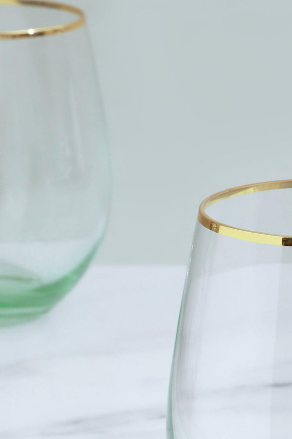 G Decor Set Of 4 Radiance Ombre Gold-Rim Tumbler Drinking Glasses Emerald Oasis Green