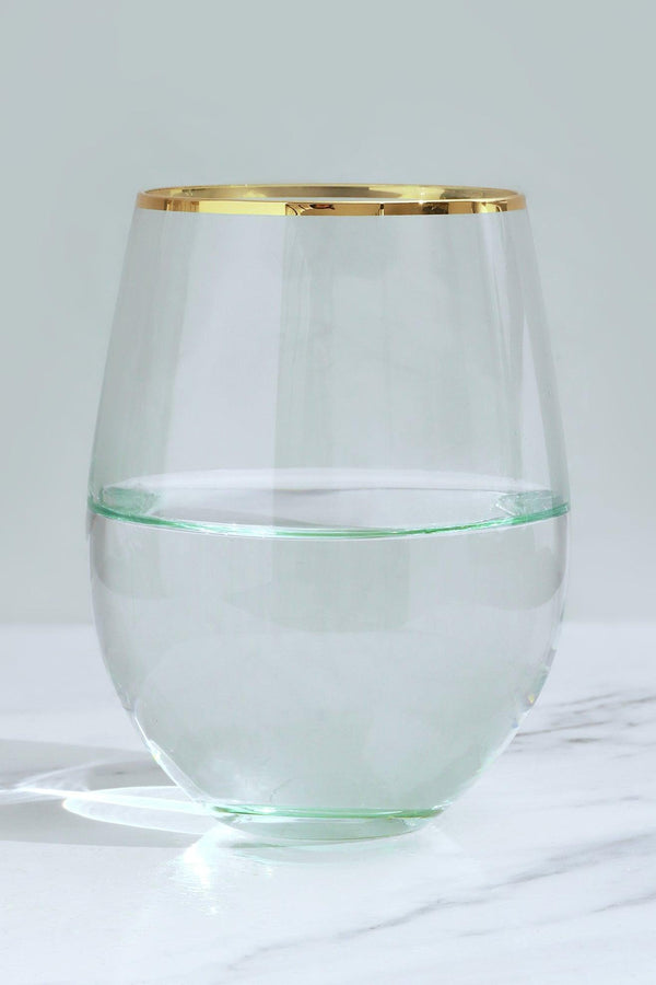 G Decor Set Of 4 Radiance Ombre Gold-Rim Tumbler Drinking Glasses Emerald Oasis Green